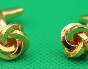 Gold Tone Cufflinks, Knot, Toggle Back