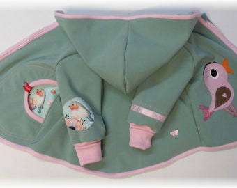 Softshelljacke Übergangsjacke Softshell Jacke Baby u Kinder Wetterjacke mint rosa KÜKEN by niciart design