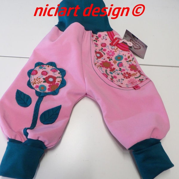 Softshell trousers Buddelhose Baby & Kinder Softshell trousers Pumphose pink petrol FLOWERS by niciart design