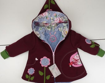 Softshelljacke gefüttert u ungefüttert BW Jersey Kinder Softshell Jacke bordeaux BLUMEN niciart design