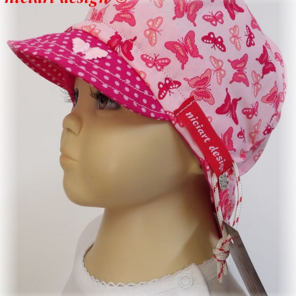 niciart Designer Summer Cap Neck Protection Summer Hat Chapeau de soleil Parapluie Cap BW Cap Rose PINK BUTTERFLIES