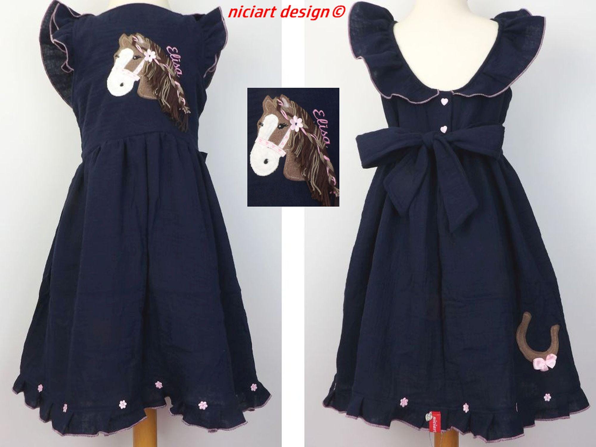 ROBE D'ÉTÉ robe en mousseline poney cheval fleur fille robe de
