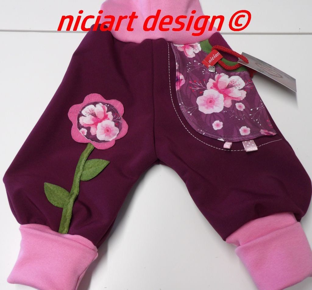 Softshell pants digging pants baby & children softshell pants pump pants berry pink green FLOWERS by niciart design