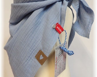 niciart Designer KIDS SCARF Children&#39;s Scarf Triangular Scarf Muslin Cloth uni LIGHT BLUE Muslin 100% Cotton