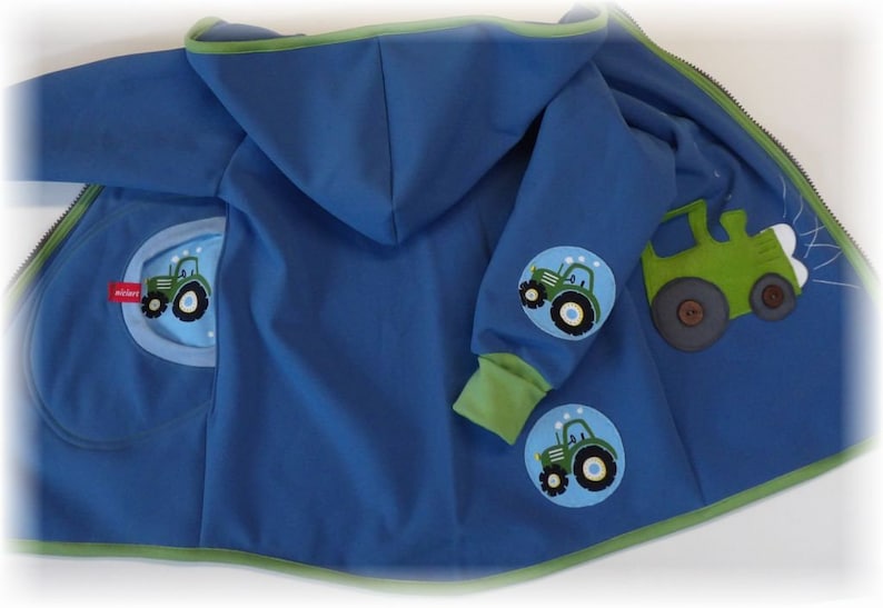 Softshell jacket baby & children softshell jacket weather jacket transition jacket jeans blue green TRAKTOR tractor niciart design image 5