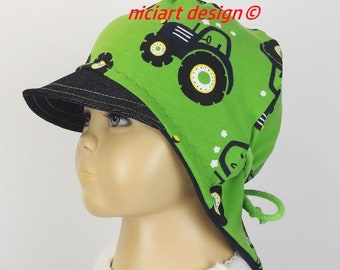 Chapeau d'été protection du cou chapeau d'été casquette à visière chapeau de soleil vert BW chapeau TRECKER TRAKTOR niciart design