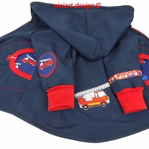 Softshell jacket fire brigade baby / children&#39;s softshell jacket weather jacket transition jacket dark blue red TATÜTATA optionally with trousers or triangular loop