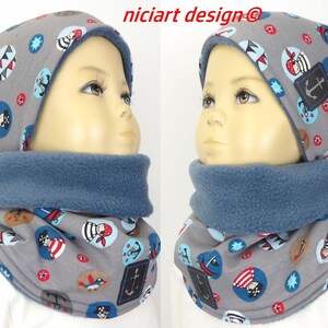 帽子とループビーニーとスカーフのセット BW - ジャージとフリースグレーのカラフルなパイレーツ niciart デザイン