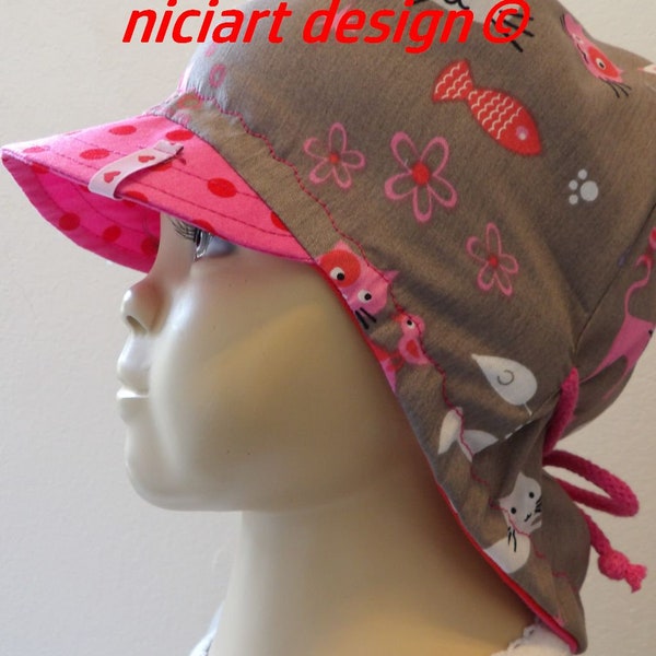 niciart Designer Summer Hat Neck Protection Summer Hat Chapeau de soleil Parapluie Cap BW Cap taupe rose coloré KATZ & MAUS