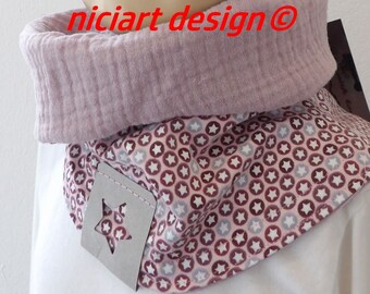 niciart Designer Loop Spring Summer Children's Loop Tube Scarf Scarf Jersey u Muslin berry dusky pink STARLETS