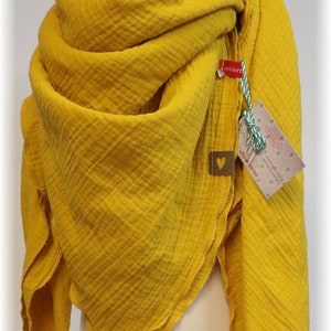 XXL muslin cloth women's cloth cotton cloth triangular scarf scarf MUSTARD YELLOW muslin niciart design