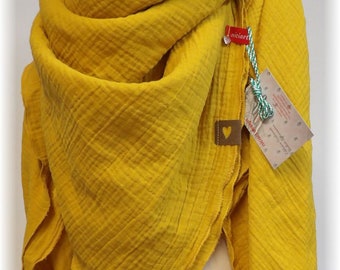 XXL muslin cloth ladies cloth cotton cloth triangular scarf MUSTARD YELLOW muslin niciart design