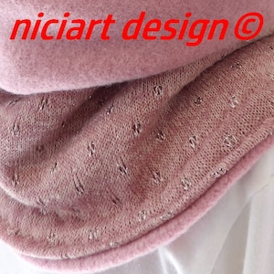 niciart Designer LOOP Scarf Fine Knit & Cotton Fleece GLITTER Eyelet Embroidery Old Pink Winter Scarf Children Cozy Warm