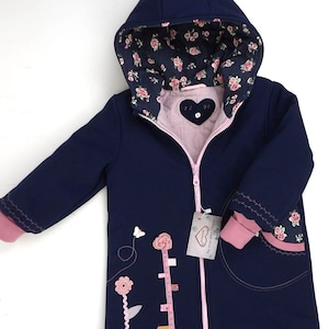 Softshell coat cotton quilted lining softshell jacket autumn-winter dark blue old pink WUNDERBLUME niciart design