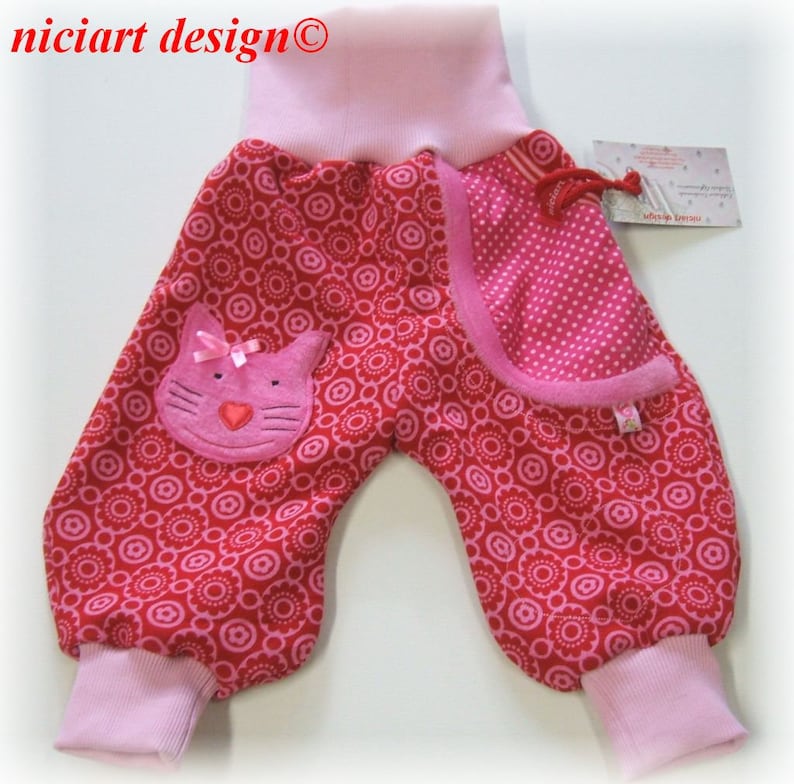 niciart Designer Winter Pumphose Baby /& Kinder Kuschelhose KATZE rot pink