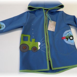 Softshell jacket baby & children softshell jacket weather jacket transition jacket jeans blue green TRAKTOR tractor niciart design image 3
