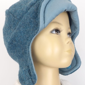Aviator cap pilot cap boiled wool cap ear cap winter cap petrol mottled optional loop niciart design