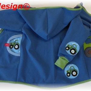 Veste softshell bébé & enfants veste softshell veste météo veste de transition jeans bleu vert TRAKTOR tracteur niciart design image 1