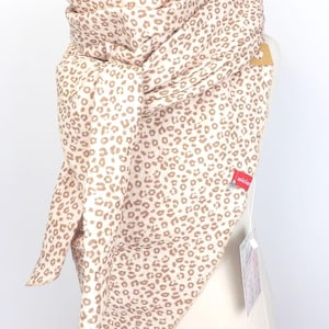 Écharpe XXL en mousseline de coton, écharpe triangle pour femme, imprimé léopard, beige, 100 % coton, niciart design