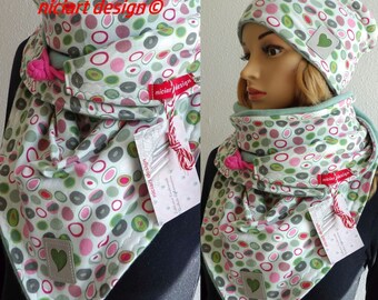 FOULARD FEMME Foulard portefeuille Foulard triangle Foulard d'hiver Fermeture à bascule (réglable) Jersey BW & coton polaire menthe coloré CANDY niciart design