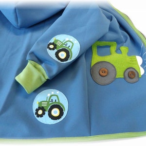 Softshell jacket baby & children softshell jacket weather jacket transition jacket jeans blue green TRAKTOR tractor niciart design image 2