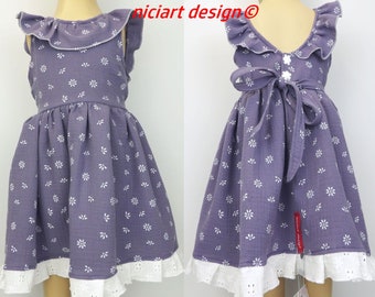 SUMMER DRESS muslin dress flower girl party dress school dress FLOWERS old purple white optional bolero jacket niciart design