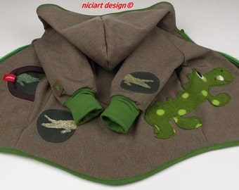 Softshell jas baby- & kinderjas softshell jas weerjas overgangsjas lichtbruin gemêleerd groen KROKODIL niciart design