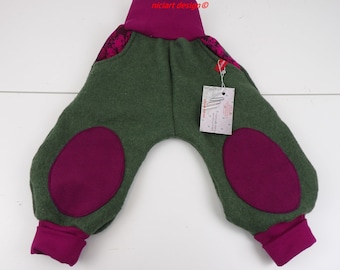 Walk trousers wool walk trousers 100% virgin wool wool trousers moss green berry pump trousers knee patches niciart design