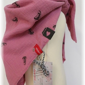 niciart designer KIDS NECK scarf children's scarf triangular scarf muslincloth ALTPINK Chucks muslin 100% cotton