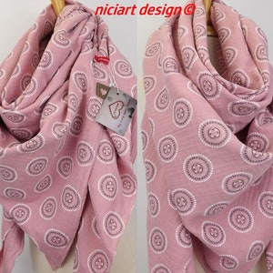 XXL muslin cloth WOMEN'S CLOTH Reversible muslin scarf women's scarf triangular scarf scarf old pink MANDALA muslin