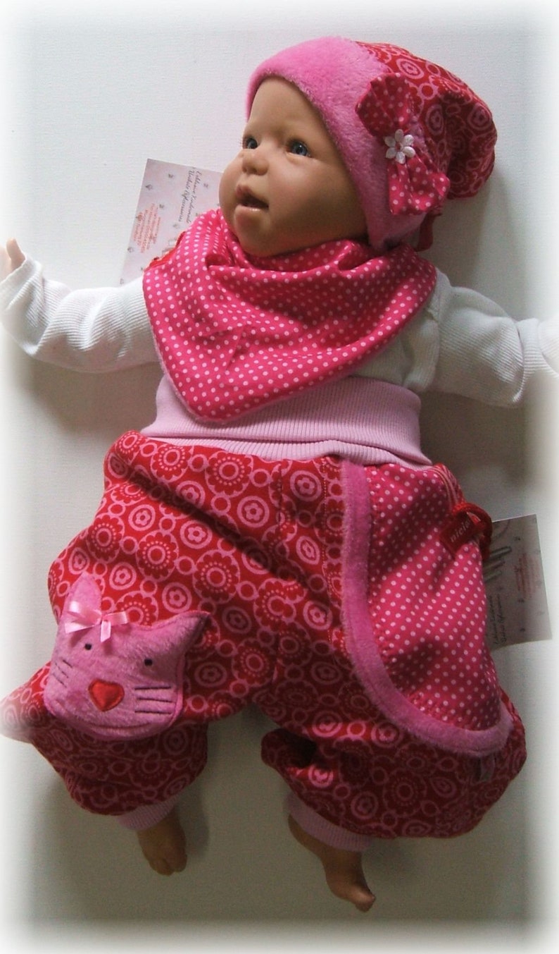 niciart Designer Winter Pumphose Baby /& Kinder Kuschelhose KATZE rot pink