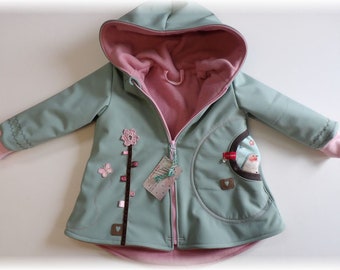 Veste softshell doublée et non doublée veste softshell pour enfant vieux menthe vieux rose WUNDERBLUMEN niciart design