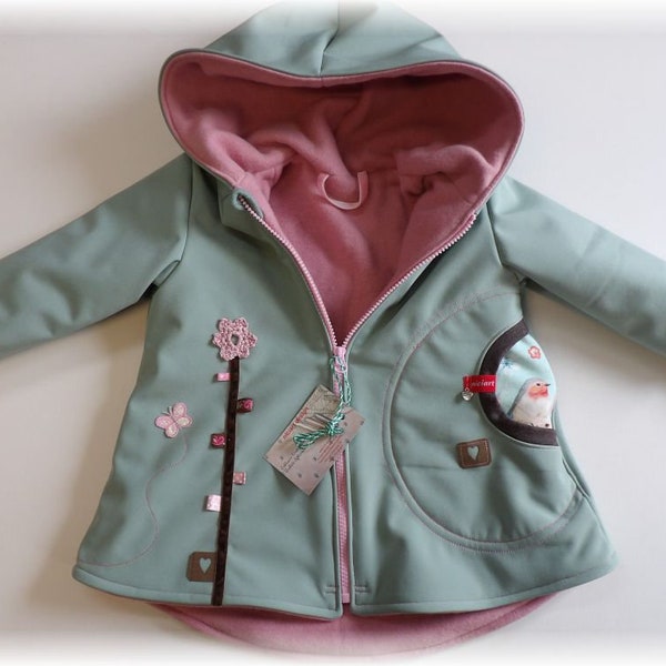 Softshell jacket lined & unlined children's softshell jacket old mint old pink WUNDERBLUMEN niciart design