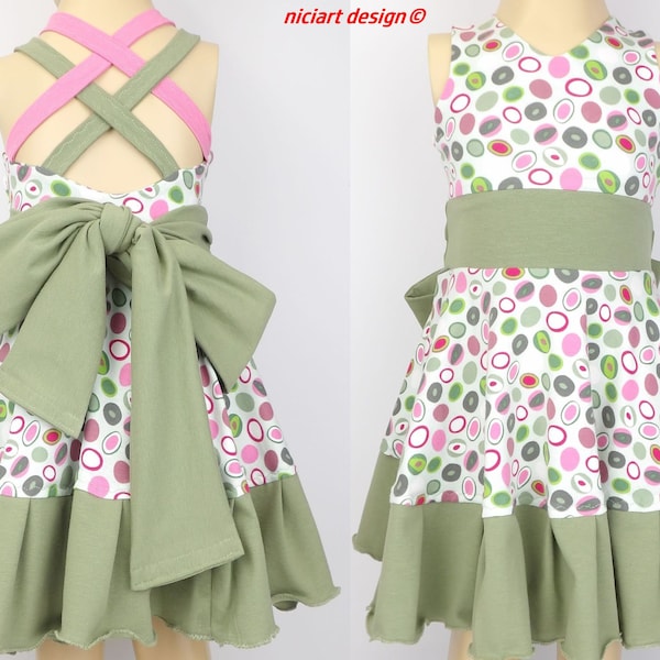 Kleid Sommerkleid Drehkleid Tellerrock Mädchenkleid Jerseykleid grün mint bunt CANDY wahlweise mit Bolerojäckchen niciart design