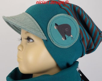 Bonnet parapluie casquette à visière casquette en jersey chapeau d'été marron pétrole MAULWURFnnn wahlw m Loop par niciart design