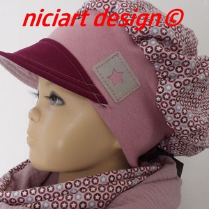 BALLOON HAT Balloon Hat Cap Jersey Hat Summer Hat Old Pink Berry Light Gray STAR Cuffs niciart design