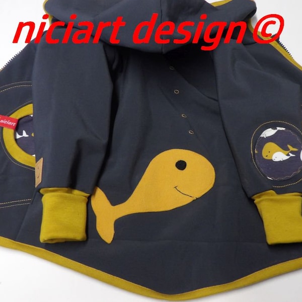 Veste softshell doublée et non doublée veste softshell bébé / enfant veste météo veste de transition gris foncé jaune moutarde WALE niciart design