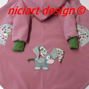 Autumn Winter Softshell Coat Swallow Coat Cotton Fleece Lined Softshell Jacket Old Pink Mint DONKEY Candy Niciart Design