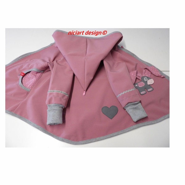 Veste softshell bébé & enfants veste softshell veste météo veste mi-saison vieux rose gris clair ESELCHEN niciart design