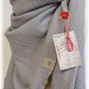 XXL muślinowy szalik damski szalik damski trójkątny szalik szalik JASNOSZARY uni 100% bawełniany muślin niciart design