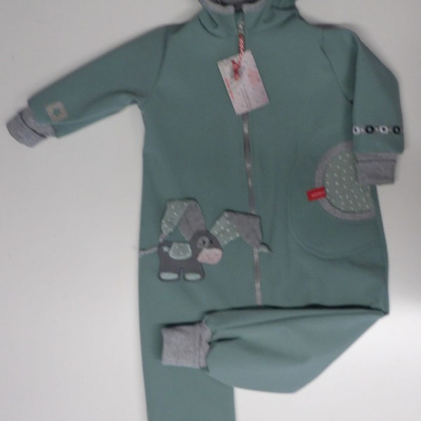 niciart Designer Baby Toddlers Softshell Jumpsuit / Softshell Suit Global Softshell Suit Mint Grey DONKEY
