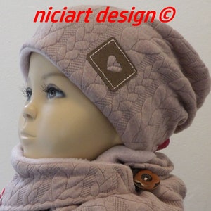 Knitted hat women&#39;s hat autumn - winter hat beanie jacquard knit cable pattern polar fleece lining ALTROSA niciart design