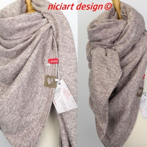 DAMENSCHAL XXL Plaid Dreiecksschal Schal Stola Feinstrickschal altrosa beige braun meliert niciart design