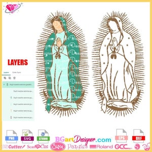 Nuestra señora de guadalupe svg, virgen our lady mary svg, vector cuttable file, virgen maria cricut, silhouette image 1