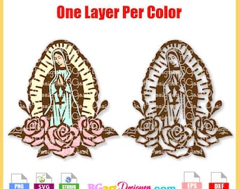 Virgen de Guadalupe SVG File | Layered Design for Cricut and Silhouette | Religious Craft Decor and Gift Digital Download