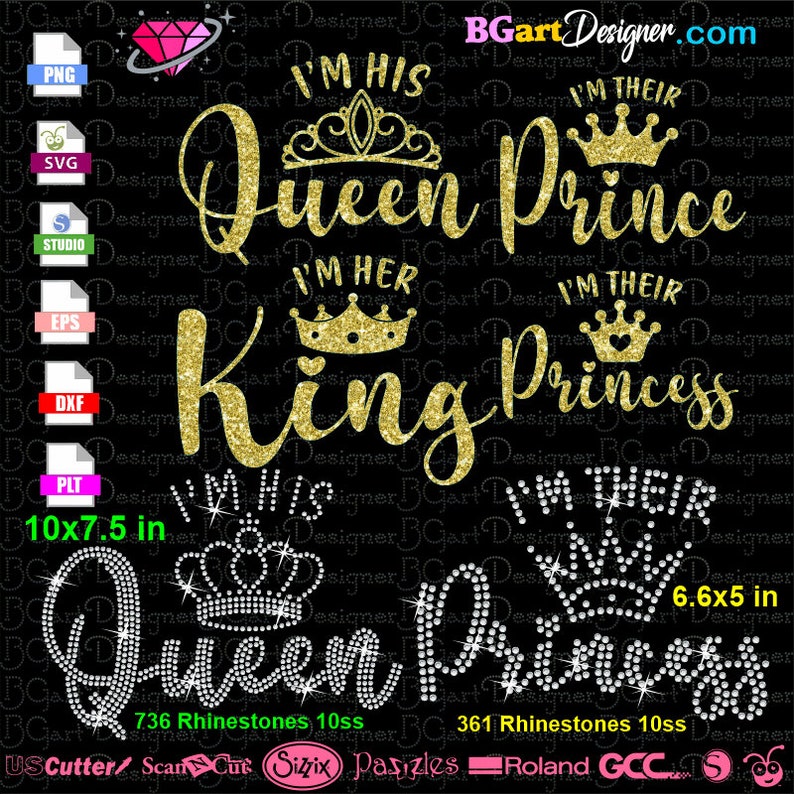 His Queen Svg Cut File Her King Svg Their Prince Their Etsy