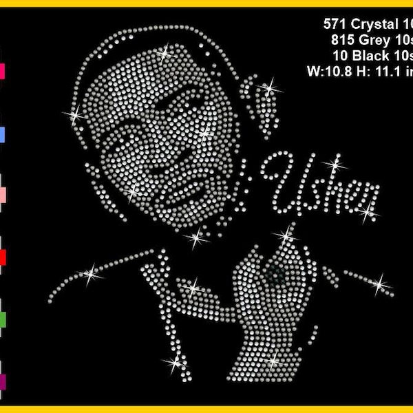 Download Usher Raymond Portrait Rhinestone bling svg dxf eps png | layered cricut silhouette | clipart | sublimation