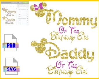 Mommy mouse ears birthday girl. ears Birthday svg, mouse ears layered svg and png sublimation, cricut silhouette files