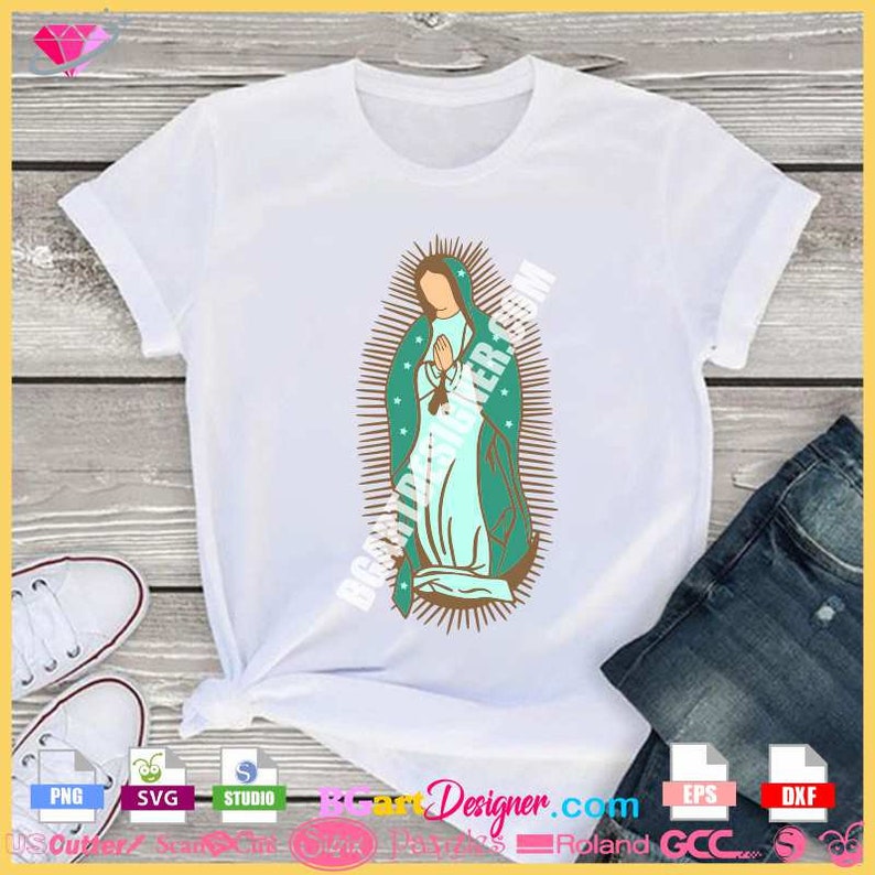 Nuestra señora de guadalupe svg, virgen our lady mary svg, vector cuttable file, virgen maria cricut, silhouette image 2