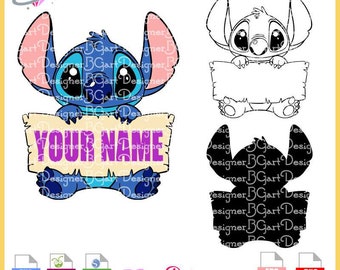 Layered ohana Stitch Name Poster svg cricut. Digital Download Lilo and Stitch Wall decor room. Stitch Lovers. personalized Name. Printable